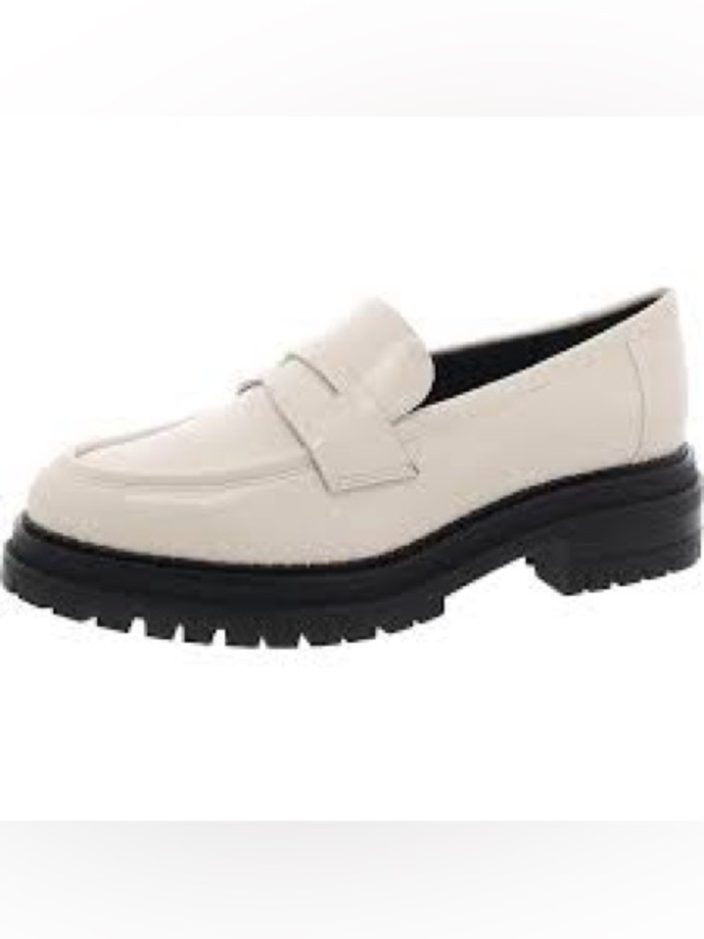 Calvin Klein Cream Leather Penny Loafer with Black Lug Sole